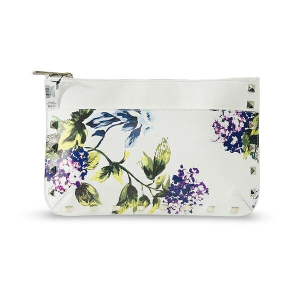 White House Black Market WHBM Hydrangea GWP Wristlet White Clutch NWT - Picture 6 of 7